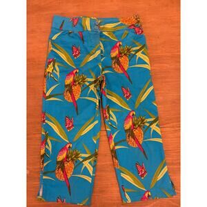 Vintage Y2K Bill Blass Tropical Capri Pants 4P Parrot Pineapple Print Crop